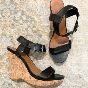 Calvin Klein Nikole Black Wedge Sandal 8